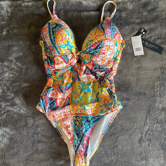 La Blanca Other - NWT La Blanca Soleil Twist Keyhole Push-Up One Piece Size 10